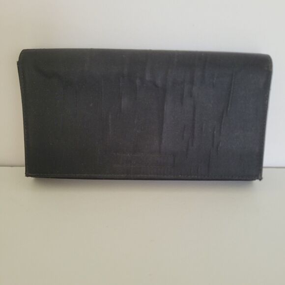 PRADA Vintage Tessuto Nero Black Nylon Leather Logo Plate Wallet Large Envelope - Picture 2 of 9